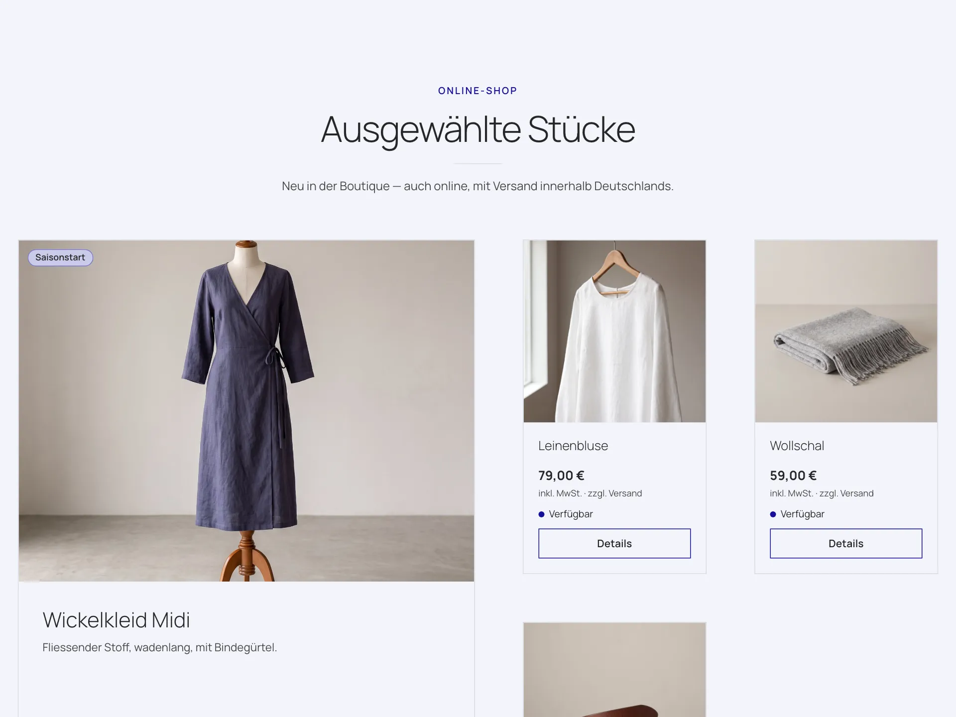 Boutique Linnea: Ürün yelpazesi